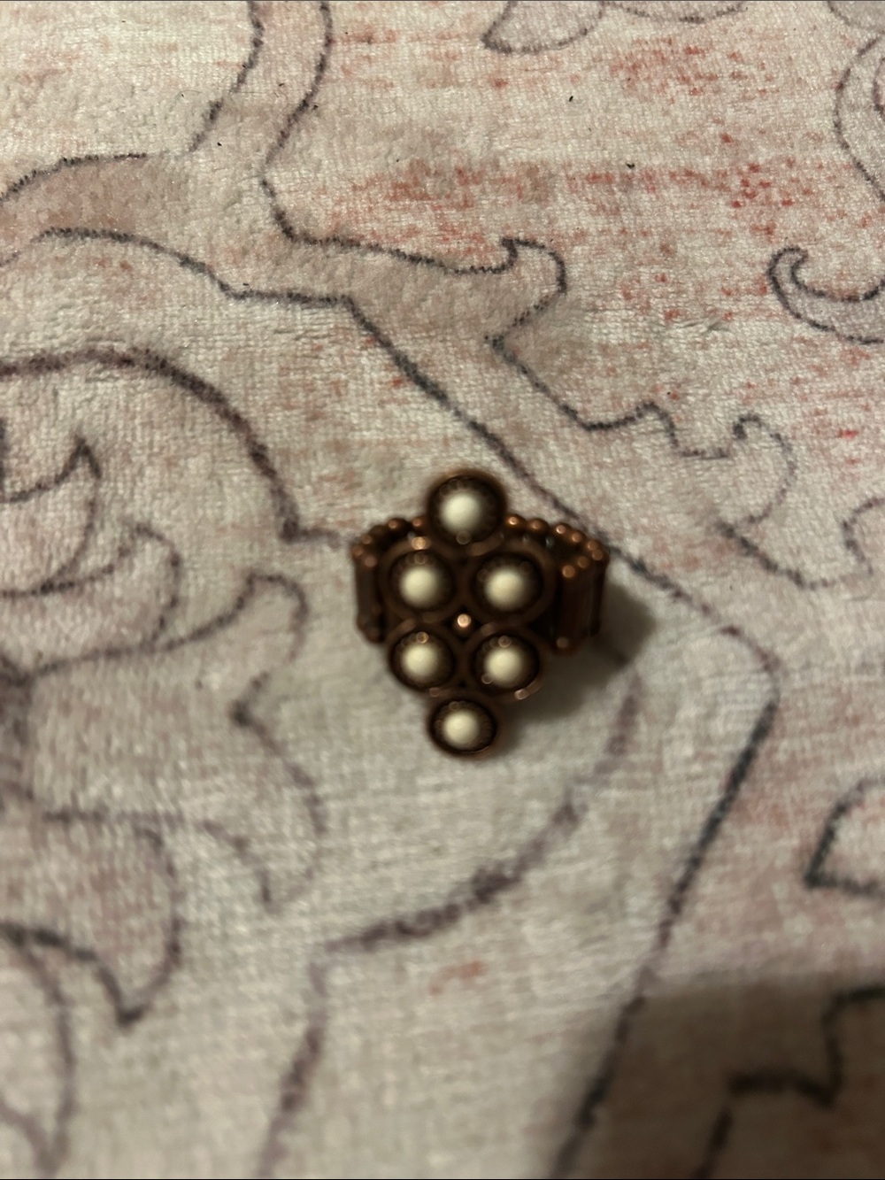 Pearl Cluster Adjustable Ring in Rose Gold Tone